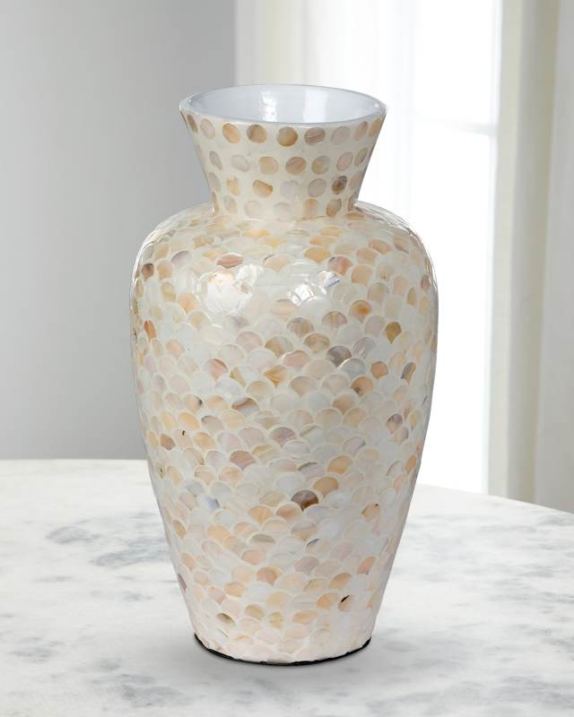 Capraia Coast Mother-of-Pearl Mosaic Vase, 16"